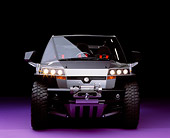 AUT 09 RK0397 04
Model E Ironman Concept Car Head On Shot On Purple Floor Studio