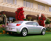 AUT 09 RK0435 04
Dodge Super8 Hemi Concept Silver 3/4 Rear View On Turf By Building Pebble Beach