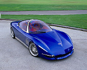 AUT 09 RK0628 04
2003 Chevrolet Moray Italdesign Giugiaro Roadster Blue 3/4 Front View On Pavement