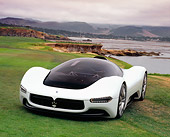 AUT 09 RK0792 05
Maserati Birdcage Pininfarina 75th Anniversary White 3/4 Front On Grass By Water