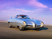 AUT 09 RK0934 01
1955 Alfa Romeo Bertone B.A.T 9 Silver Low 3/4 Front View On Pavement