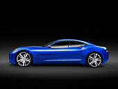 AUT 09 RK1054 01
2010 Fisker Karma Plug-In Hybrid Sports Sedan Blue Profile View Studio