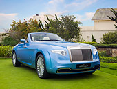 AUT 09 RK1063 01
Rolls-Royce Hyperion By Pininfarina Concept Car Blue On Lawn By Mansion 3/4 Front View