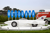 AUT 09 RK1080 01
1954 GM Firebird I White Concept Profile View On Platform On Grass