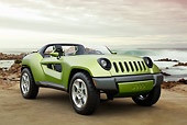 AUT 09 RK1093 01
2008 Jeep Renegade Concept Green 3/4 Front View On Beach
