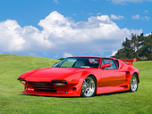 AUT 10 RK0032 01
1971 De Tomaso Pantera Pre-L Red 3/4 Front View On Grass
