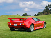 AUT 10 RK0033 01
1971 De Tomaso Pantera Pre-L Red 3/4 Rear View On Grass