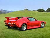 AUT 10 RK0034 01
1971 De Tomaso Pantera Pre-L Red 3/4 Rear View On Grass