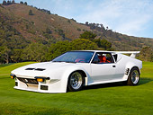 AUT 10 RK0035 01
1972 De Tomaso Pantera GT5 Conversion White 3/4 Front View On Grass
