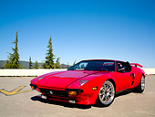 AUT 10 RK0020 01
1974 De Tomaso Pantera Red  3/4 Front View On Pavement