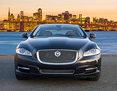 AUT 12 BK0012 01
2012 Jaguar XJF Black Front View On Pavement By Bay Bridge At Sunset