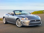 AUT 12 RK0337 01
2010 Jaguar XKR Convertible Silver 3/4 Front View On Pavement By Water