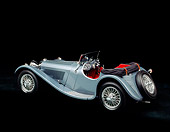 AUT 12 RK0048 01
1938 Jaguar SS-100 Convertible Silver 3/4 Rear View Studio Background