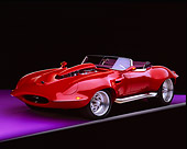 AUT 12 RK0081 03
1967 Jaguar Boss Convertible Red 3/4 Front View On Gray Line Purple Floor Studio