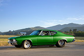 AUT 13 RK0243 01
1968 Chevrolet Chevelle Dragster Green 3/4 Front View By Field Mountains