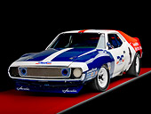 AUT 13 RK0277 01
1972 AMC Javelin Race Car Red White And Blue 3/4 Front View Studio