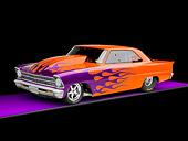 AUT 13 RK0284 01
1967 Chevrolet Nova Dragster Orange With Purple Flames 3/4 Front View Studio