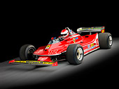 AUT 13 RK0312 01
1979 Ferrari 312 T4 F1 Race Car Red 3/4 Front View With Rider Studio
