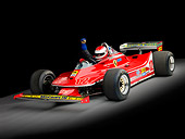 AUT 13 RK0313 01
1979 Ferrari 312 T4 F1 Race Car Red 3/4 Front View With Rider Studio
