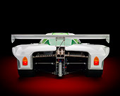 AUT 13 RK0363 01
1984 Jaguar GTP XJR-5 IMSA Race Car White And Green Rear View In Studio