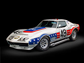 AUT 13 RK0369 01
1969 Chevrolet Corvette BFG #49 ZL-1 Race Car Red, White And Blue 3/4 Front View In Studio
