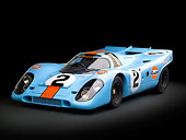 AUT 13 RK0380 01
1969 Porsche 917-K Blue And Orange 3/4 Front View In Studio