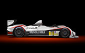 AUT 13 RK0387 01
2012 Muscle Milk LMPC Race Car White, Black And Red Profile View In Studio