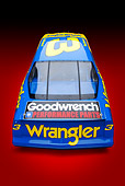 AUT 13 RK0393 01
1987 Chevrolet Monte Carlo Stock Car Blue And Yellow Rear View In Studio
