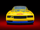 AUT 13 RK0395 01
1987 Chevrolet Monte Carlo Stock Car Blue And Yellow Front View In Studio