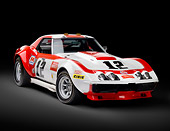 AUT 13 RK0397 01
1968 Owens/Corning Chevrolet Corvette Race Car White & Red 3/4 Front View In Studio