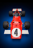 AUT 13 RK0419 01
1970 Ferrari 312B Race Car Red Front Overhead View In Studio