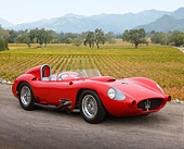 AUT 13 RK0430 01
Maserati Race Car Red 3/4 Front View On Gravel By Vineyard