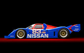 AUT 13 RK0436 01
1992 Nissan GTP ZX-Turbo Race Car Blue And Red Profile View In Studio
