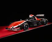 AUT 13 RK0161 01
2006 Mazda Pro Formula Race Car Black Orange And White Front 3/4 View On Red Floor Studio