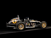 AUT 13 RK0184 01
1965 Stapp Sprint Car Black And Gold 3/4 Rear View Studio