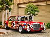 AUT 13 RK0195 01
1971 Mercedes-Benz 300 SEL 6.8 AMG Race Car Red Sedan 3/4 Front View On Pavement