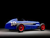AUT 13 RK0224 01
1938 Sparks-Thorne Indy 500 Race Car Blue 3/4 Rear View Studio