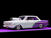 AUT 13 RK0245 01
1963 Chevrolet Nova Dragster Gray & Purple 3/4 Front View Studio