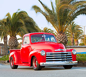 AUT 14 BK0034 01
1951 Chevrolet 3100 Pickup Truck Red 3/4 Front View On Pavement By Marina