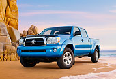 AUT 14 BK0074 01
2011 Toyota Tacoma Double Cab Pickup Truck Blue 3/4 Front View On Beach