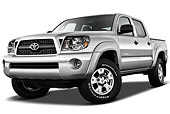 AUT 14 IZ0143 01
2011 Toyota Tacoma PreRunner Off Road Double Cab Silver 3/4 Front View On White Seamless