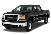 AUT 14 IZ0163 01
2008 GMC Sierra 2500 Crew Cab Pickup Truck Black 3/4 Front View On White Seamless