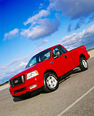 AUT 14 RK0927 03
2004 Ford F-150 STX Red Slanted 3/4 Front View On Pavement Cloudy Blue Sky