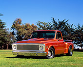 AUT 14 RK1032 02
1972 Chevrolet Pickup Truck Copper Low 3/4 Front View On Grass By Trees