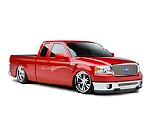 AUT 14 RK1353 01
2008 Ford F-150 Red Lowrider Pick Up Truck 3/4 Front View Studio