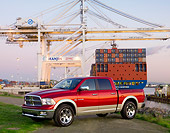 AUT 14 RK1440 01
2009 Dodge Ram 1500 Laramie Pickup Truck Red 3/4 Front View By Port