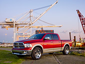 AUT 14 RK1442 01
2009 Dodge Ram 1500 Laramie Pickup Truck Red 3/4 Front View By Port