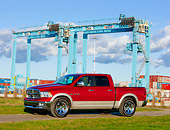AUT 14 RK1445 01
2009 Dodge Ram 1500 Laramie Pickup Truck Red 3/4 Front View By Port