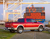 AUT 14 RK1455 01
2009 Dodge Ram 1500 Laramie Pickup Truck Red 3/4 Rear View By Port