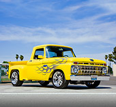 AUT 14 RK1548 01
1965 Ford F-100 Stepside Pickup Truck Yellow 3/4 Front View On Pavement